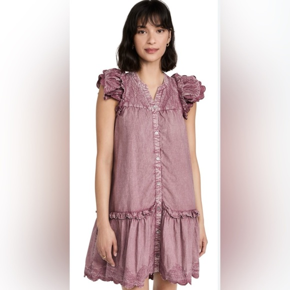 Sea New York Heidi Heart Petal Sleeve Shift Sun Dress Cotton Womens Size XS - Picture 3 of 11